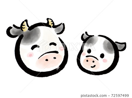 Ox New Year's card illustration 06 72597499