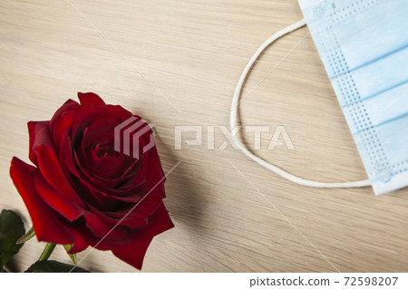 image of flower mask wooden desk background image of flower mask wooden desk background 72598207