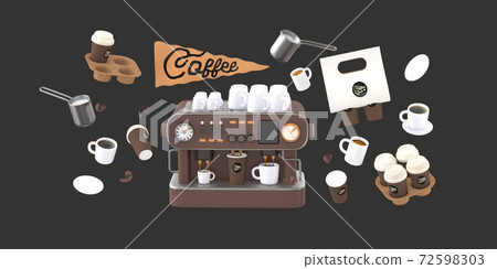 Coffee shop 3D illustartion Coffee shop 3D illustartion 72598303
