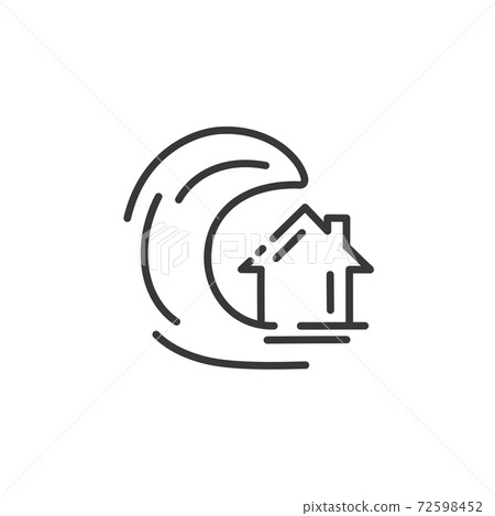 Tsunami thin line icon. Isolated weather vector illustration Tsunami thin line icon. Isolated weather vector illustration 72598452