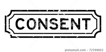 Grunge black consent word square rubber seal stamp on white background 72599001