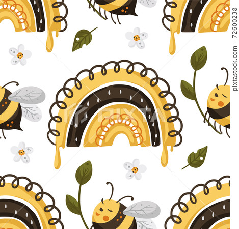 Bee seamless vector pattern. Bee seamless vector pattern. 72600238