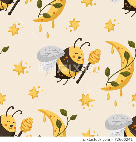 Bee seamless vector pattern. Bee seamless vector pattern. 72600241