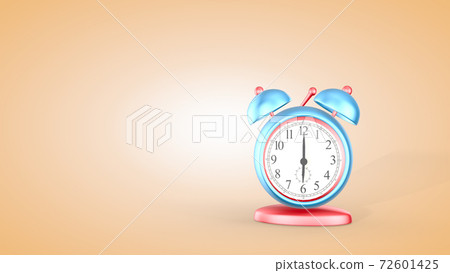 Time, cute alarm clock isolated on light background, 6 o'clock. 3D rendering Time, cute alarm clock isolated on light background, 6 o'clock. 3D rendering 72601425