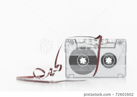 Trendy retro audio cassette tape monochrome isolated 72601602
