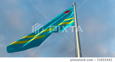 3d rendering of the national flag of the Aruba 3d rendering of the national flag of the Aruba 72603442
