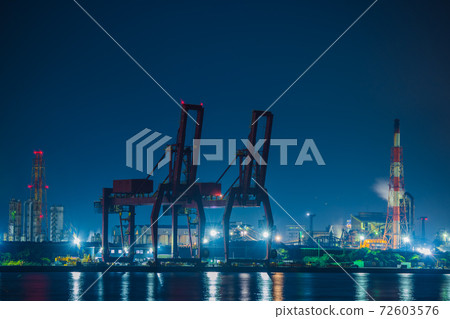 [Keiyo Industrial Zone, Nippon Steel & Sumitomo Metal Kimitsu Works Factory Night View] 72603576