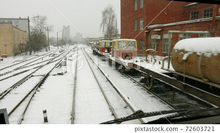 Railroads in winter season. Railroads in winter season. 72603721