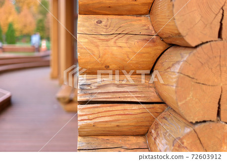 Corner of a wooden log house. Corner of a wooden log house. 72603912