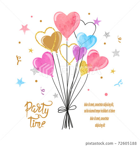 Colorful party balloons isolated on white. Colorful party balloons isolated on white. 72605188