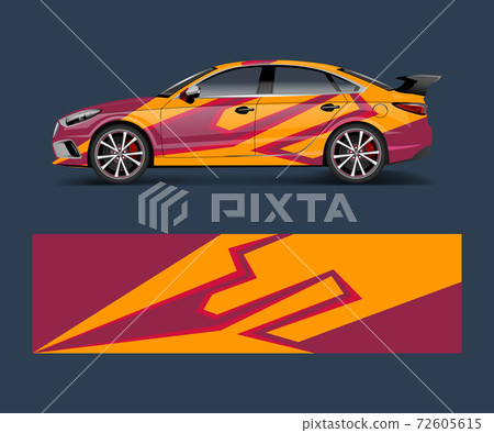 Car decal wrap design vector with wave element . Graphic abstract wave shapes racing for vehicle, race car template design vector 72605615