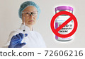 Nurse with injection in hand and coronavirus vaccine dose no vaccination 72606216