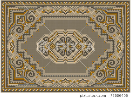 Luxurious carpet in beige and brown shades with pattern on a  beige field in the center 72606406
