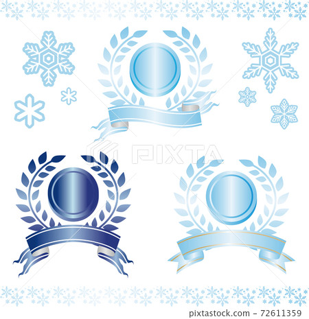 Ribbon medal laurel victory image illustration material set Ribbon medal laurel victory image illustration material set 72611359