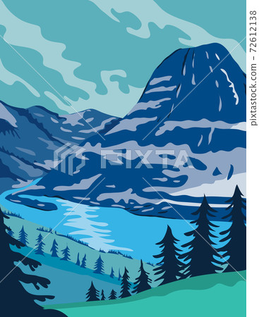 Glacier National Park and Kintla Lake in Montana United States WPA Poster Art Color 72612138