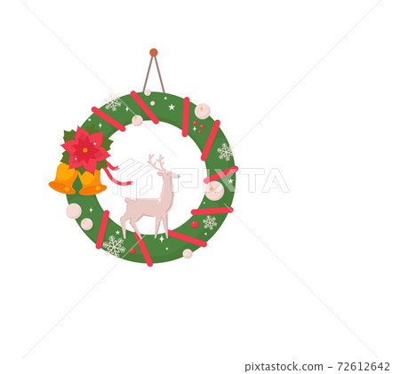 Hanging christmas wreath decoration isolated on white 72612642