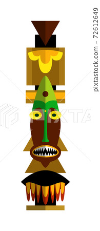 Toothy screaming wood totem pole isolated on white Toothy screaming wood totem pole isolated on white 72612649