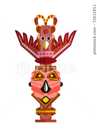 Totem pole native culture tribal symbol isolated on white 72612651