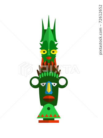 Wooden indian colorful totem pole isolated on white 72612652