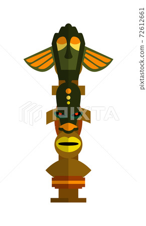 Cartoon color traditional religious totem pole 72612661