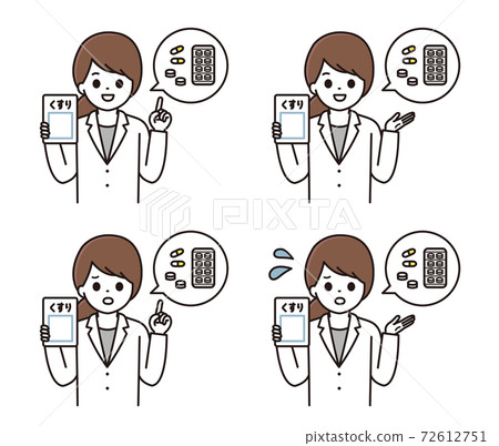 Pharmacist woman description facial expression set Pharmacist woman description facial expression set 72612751