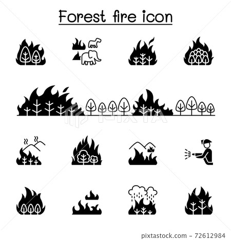 forest fire, wildfire icons set vector illustration graphic design forest fire, wildfire icons set vector illustration graphic design 72612984