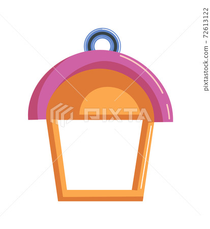Hanging wooden bird feeder on white background 72613122