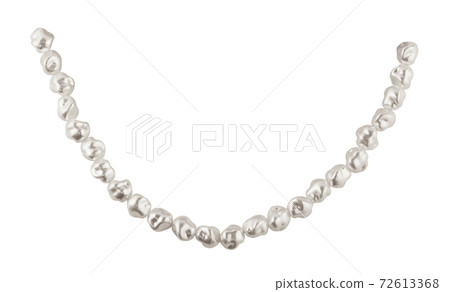 Closeup of sagging string of baroque pearls isolated on white Closeup of sagging string of baroque pearls isolated on white 72613368