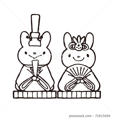 Hinamatsuri black and white illustration of... - Stock Illustration