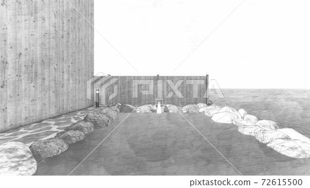 Hot spring open-air bath Sea without people Illustration 83 72615500