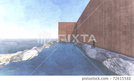 Hot spring open-air bath Sea without people Illustration 44 Hot spring open-air bath Sea without people Illustration 44 72615588