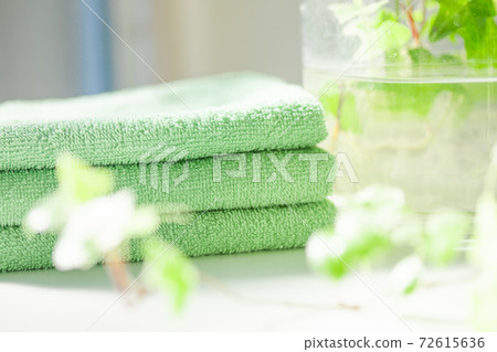 Folded and stacked towels photo material 72615636