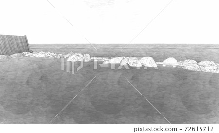 Hot spring open-air bath Sea without people Illustration 100 Hot spring open-air bath Sea without people Illustration 100 72615712