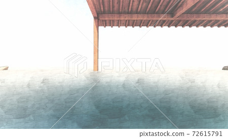 Hot spring open-air bath, sea with roof, no people, illustration 76 Hot spring open-air bath, sea with roof, no people, illustration 76 72615791