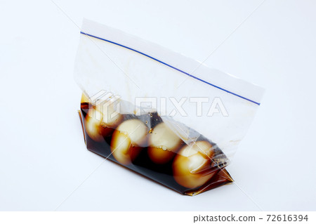 Boiled eggs pickled in a freezer bag Boiled eggs pickled in a freezer bag 72616394