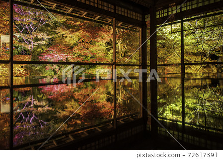 Kyoto Yase Ruriko-in desk maple autumn light up 72617391
