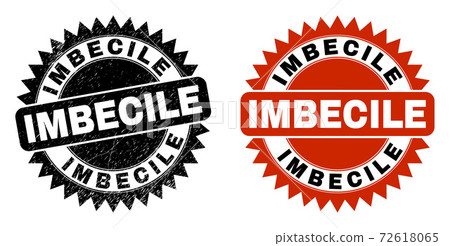 IMBECILE Black Rosette Stamp with Unclean Texture 72618065