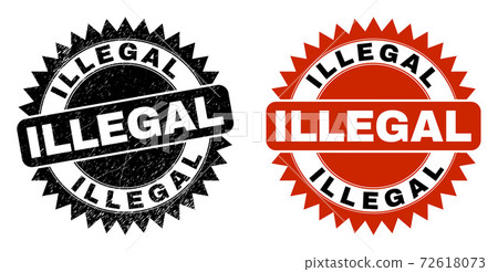 ILLEGAL Black Rosette Seal with Unclean Surface-插圖素材 [72618073] - PIXTA圖庫