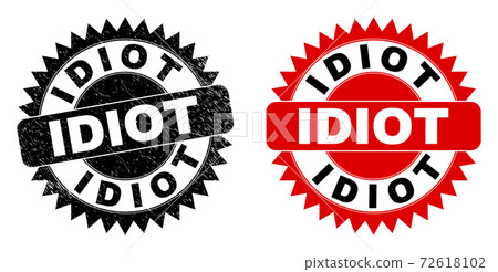 IDIOT Black Rosette Seal with Grunged Style 72618102