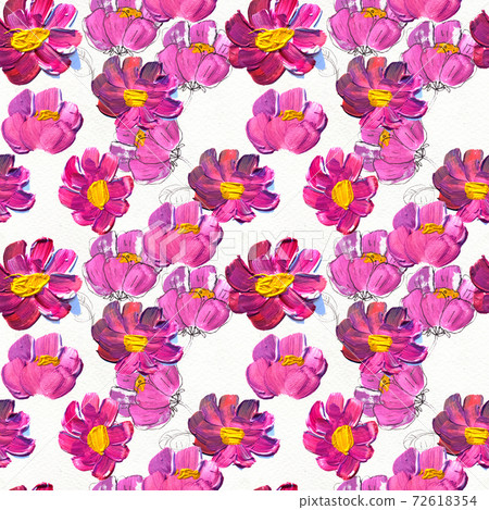 Seamless pattern with flowers. Watercolor or acrylic painting. Hand drawn floral background. Seamless pattern with flowers. Watercolor or acrylic painting. Hand drawn floral background. 72618354