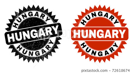 HUNGARY Black Rosette Stamp Seal with Unclean Surface HUNGARY Black Rosette Stamp Seal with Unclean Surface 72618674