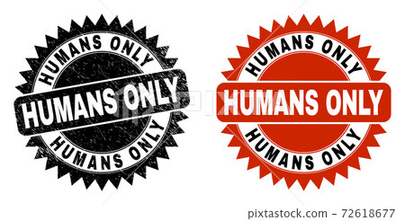 HUMANS ONLY Black Rosette Stamp with Unclean Surface HUMANS ONLY Black Rosette Stamp with Unclean Surface 72618677