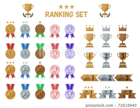排名獎牌獎杯矢量插圖集 72618940