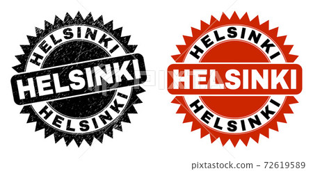 HELSINKI Black Rosette Stamp Seal with Unclean... - Stock Illustration ...
