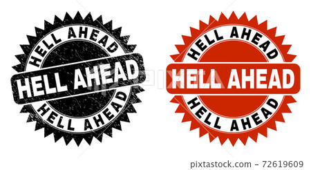 HELL AHEAD Black Rosette Stamp Seal with Rubber... - Stock Illustration ...