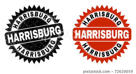HARRISBURG Black Rosette Stamp Seal with Grunge Texture 72620059