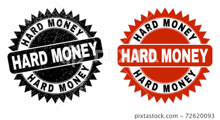 HARD MONEY Black Rosette Stamp Seal with Rubber... - Stock Illustration ...