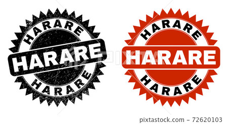 HARARE Black Rosette Stamp Seal with Distress... - Stock Illustration ...