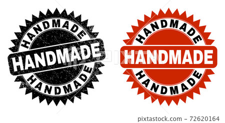 HANDMADE Black Rosette Seal with Distress Style - Stock Illustration ...
