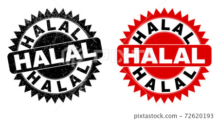 HALAL Black Rosette Stamp Seal with Unclean... - Stock Illustration ...